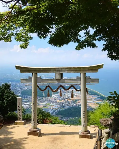 The torii in the sky at Takaya Shrine, Kagawa, looking out over the Seto Inland Sea
